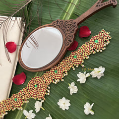 Vriksham Traditional Kemp Heart Style Hipbelt-Red Green-Pearl-G19691