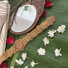 Vriksham Traditional Kemp Gold Look Floral Style Hipbelt-Red Green-G19682