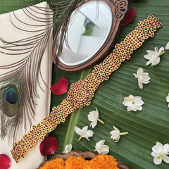 Vriksham Traditional Kemp Gold Look Floral Style Hipbelt-Red Green-G19682