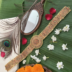 Vriksham Traditional Kemp Simple Floral Style Hipbelt-Red Green-G19681