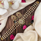 Gold look alike Pearl High Neck Choker- Tilak Red-G7291
