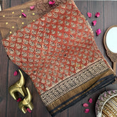 Vriksham Brown Small Flower Print Kota Cotton Saree-VS4458