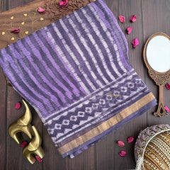 Vriksham Purple and White Stripes Kota Cotton Saree-VS4455