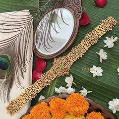 Vriksham Traditional Kemp Floral pendant-style centerpiece Hipbelt-Red Green-G19684