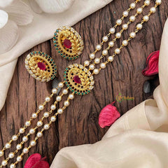 Gold look alike Pearl High Neck Choker-Branch-Red Green-G6016