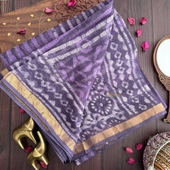 Vriksham Purple and White Stripes Kota Cotton Saree-VS4455