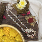 Vriksham Red White Peacock Neckpiece-Stone Bead-G18890