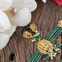 Vriksham Pastel Green Bead Temple High Neck Choker-Lakshmi Choker-G18006