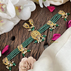 Vriksham Pastel Green Bead Temple High Neck Choker-Lakshmi Choker-G18006