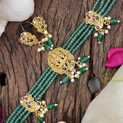 Vriksham Pastel Green Bead Temple High Neck Choker-Lakshmi Choker-G18006