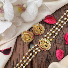 Pearl Temple High Neck Choker-Peacock -Red White-G6030