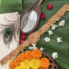 Vriksham Traditional Kemp Round Style Hipbelt-Red Green-Pearl-G19680