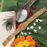 Vriksham Traditional Kemp Dual Peacock & Lakshmi Hipbelt-Red Green-G19690