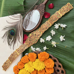 Vriksham Traditional Kemp Dual Peacock & Lakshmi Hipbelt-Red Green-G19690