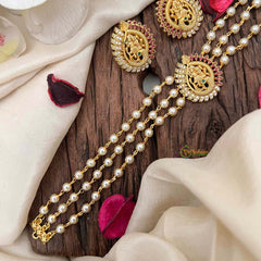 Vriksham Pearl Temple Radha Krishna High Neck Choker-Peacock -Red White-G21796