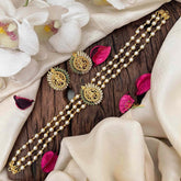 Pearl Temple High Neck Choker-Peacock -Green White-G6029