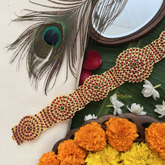 Vriksham Traditional Kemp Simpler Design With Rich Red Hipbelt-Red Green-G19692