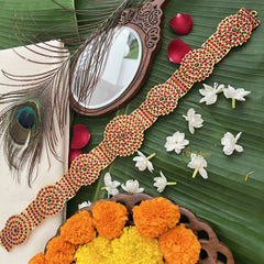 Vriksham Traditional Kemp Simpler Design With Rich Red Hipbelt-Red Green-G19692