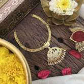 Vriksham Attigai Diamond Neckpiece-White Red Green-G18861