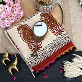 Vriksham Black With Skin Color Cotton Mulmul Saree With Pom Pom Lace-VS4433