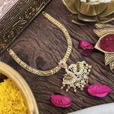 Vriksham Impon Panchaloha Attigai Neckpiece-Red-Stone Bead-G18881