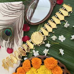 Vriksham Traditional Kemp Floral Pendant-Enamel Style Hipbelt-Blue-Pearl-G19696