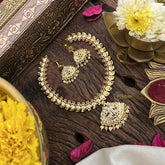 Vriksham Designer Temple Choker-Stone Bead-Red-G18885