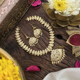 Vriksham Designer Temple Choker-Stone Bead-White-G18883