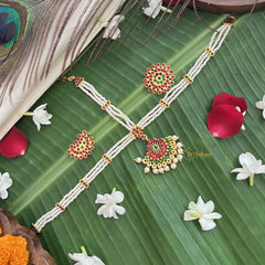 Vriksham Traditional Kemp Pearl Tikka With Chandran Suriyan-Red Green-G19650