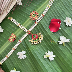 Vriksham Traditional Kemp Pearl Tikka With Chandran Suriyan-Red Green-G19650