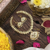 Vriksham Designer Temple Choker-Stone Bead-Green-G18884