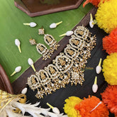 Vriksham Lotus Lakshmi Mahal Kundan Jadau Gold Bead & Pearls Choker Neckpiece-White-J4007