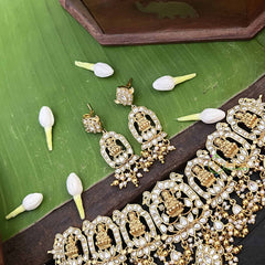 Vriksham Lotus Lakshmi Mahal Kundan Jadau Gold Bead & Pearls Choker Neckpiece-White-J4007