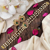 Gold look alike Pearl High Neck Choker-Peacock-Red Green 2-G4028