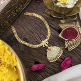 Vriksham Designer Gold Plated Neckpiece-Stone Bead-White-G18886