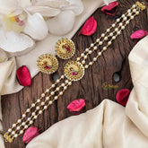 Gold look alike Pearl High Neck Choker-Peacock-Red Green White-G6018