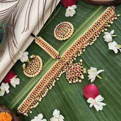 Vriksham Traditional Kemp Gold Plated Moon Tikka With Chandran Suriyan-Pearl-G19634