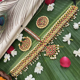 Vriksham Traditional Kemp Gold Plated Mango Tikka With Chandran Suriyan-Pearl-G19633