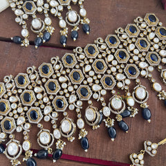 Bridal Statement Blue Victorian Diamond Choker-VV1815