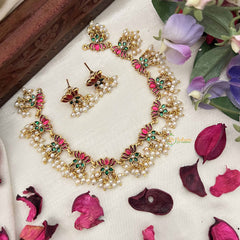 Vriksham Elegant Lotus With Pearl Short Neckpiece-G20425