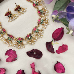 Vriksham Elegant Lotus With Pearl Short Neckpiece-G20425