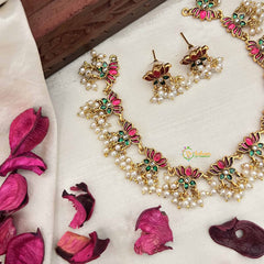 Vriksham Elegant Lotus With Pearl Short Neckpiece-G20425