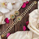 Gold look alike Pearl High Neck Choker-Peacock -Pastel Green-G6021