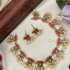 Vriksham Elegant Lotus With Pearl Short Neckpiece-G20425