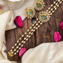 Gold look alike Pearl High Neck Choker-Peacock -Pastel Green-G6021