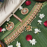 Vriksham Traditional Kemp Manga & Leaf Design Tikka With Chandran Suriyan-Red Green-Prearl-G19648