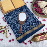 Vriksham Dark Blue Printed Maheshwari Cotton Silk Saree-Handloom -VS4470