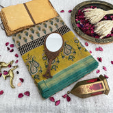 Vriksham Skin Color Floral Print Maheshwari Cotton Silk Saree-Handloom -VS4475