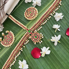 Vriksham Traditional Kemp Tikka With Chandran Suriyan-Red White-Pearl-G19653