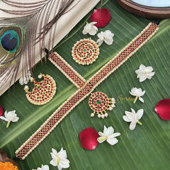 Vriksham Traditional Kemp Three Dot Tikka With Chandran Suriyan-Red Green-G19643